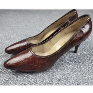 Palizzio Heels Women's Approx 10.5 Narrow Brown Alligator Leather Vintage 50's